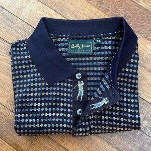 Bobby Jones Collection Brown and Blue Golf Polo XL